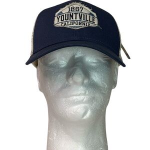 Ouray Yountville California Trucker Hat Mesh Snapback Blue Tan Adult